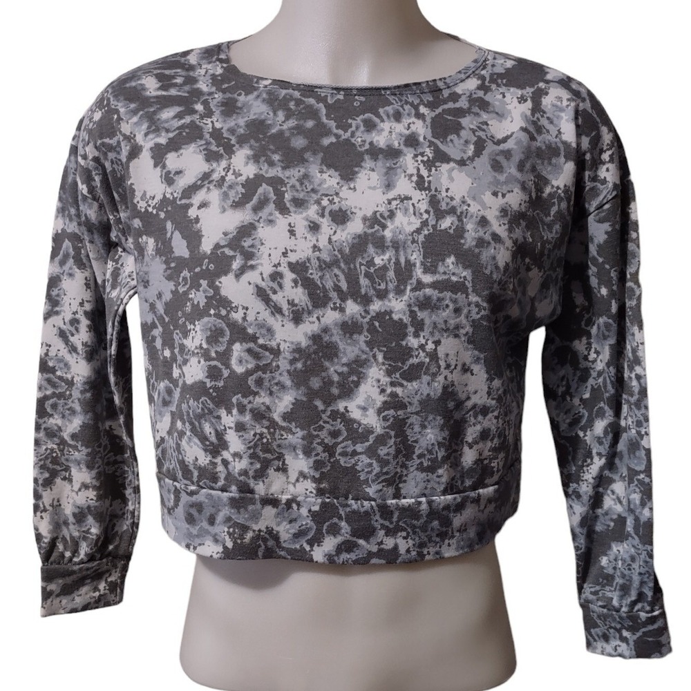 Jenni Intimates Sweatshirt S Women Tie Dye Cropped Grunge Cozy Sleepwear Bold - Picture 3 of 12
